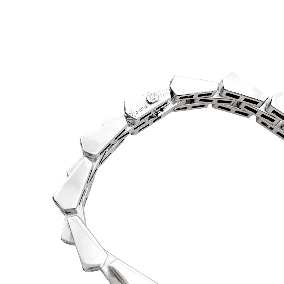 Bracelet Vintage BOUCHERON, "Crémaillère", platine et diamants - Castafiore