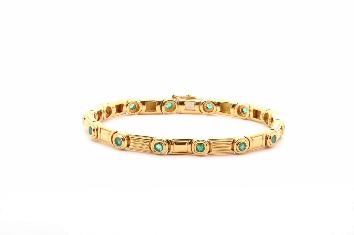 Bracelet vintage en or et émeraudes - Castafiore