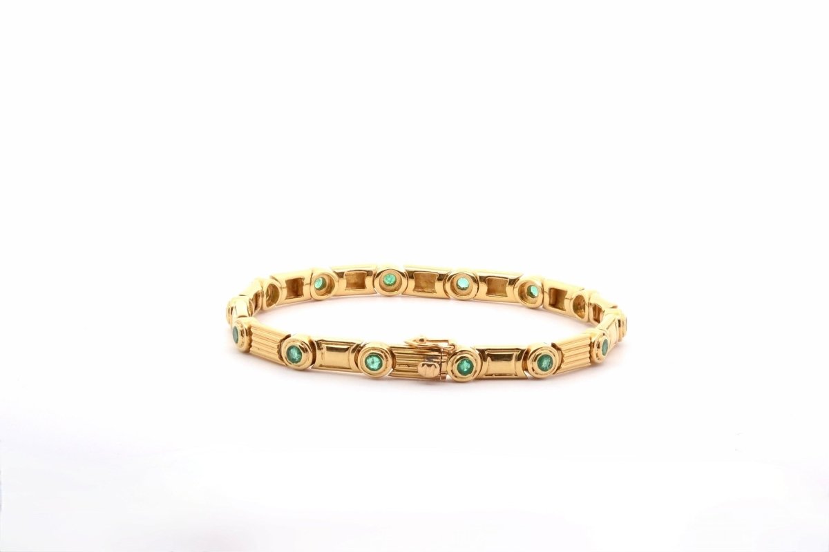 Bracelet vintage en or et émeraudes - Castafiore