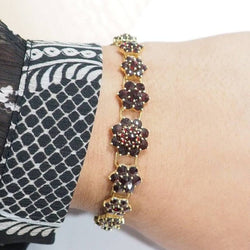 Bracelet vintage en or jaune et grenat - Castafiore