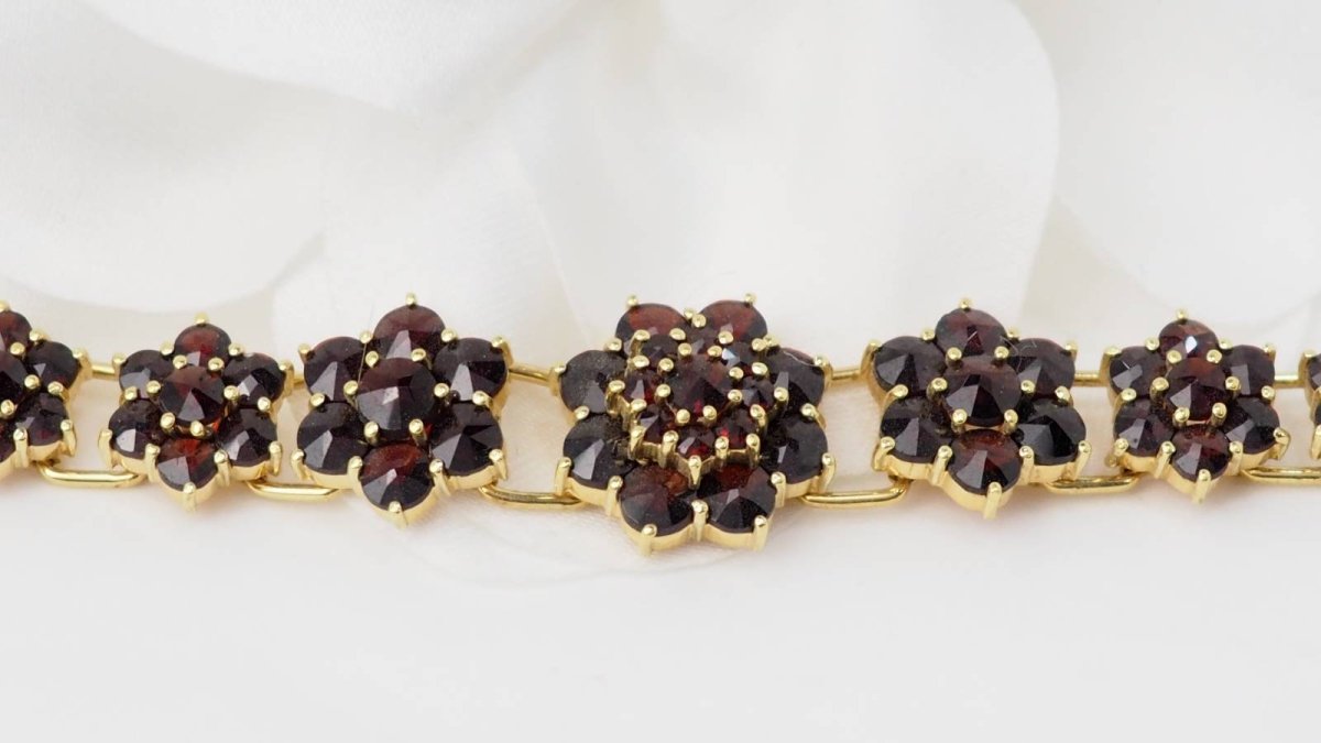 Bracelet vintage en or jaune et grenat - Castafiore