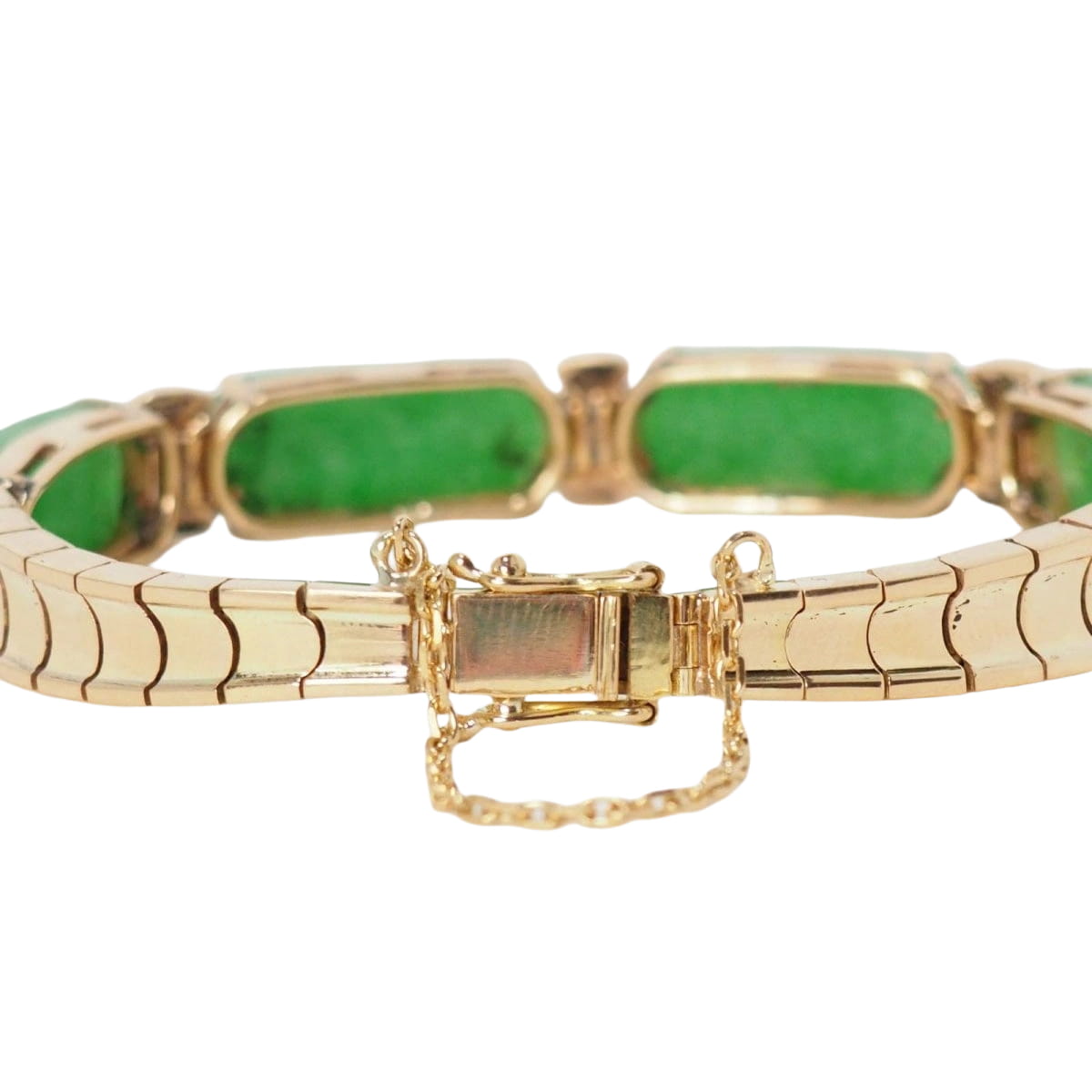 Bracelet vintage en or jaune, jade et diamants - Castafiore