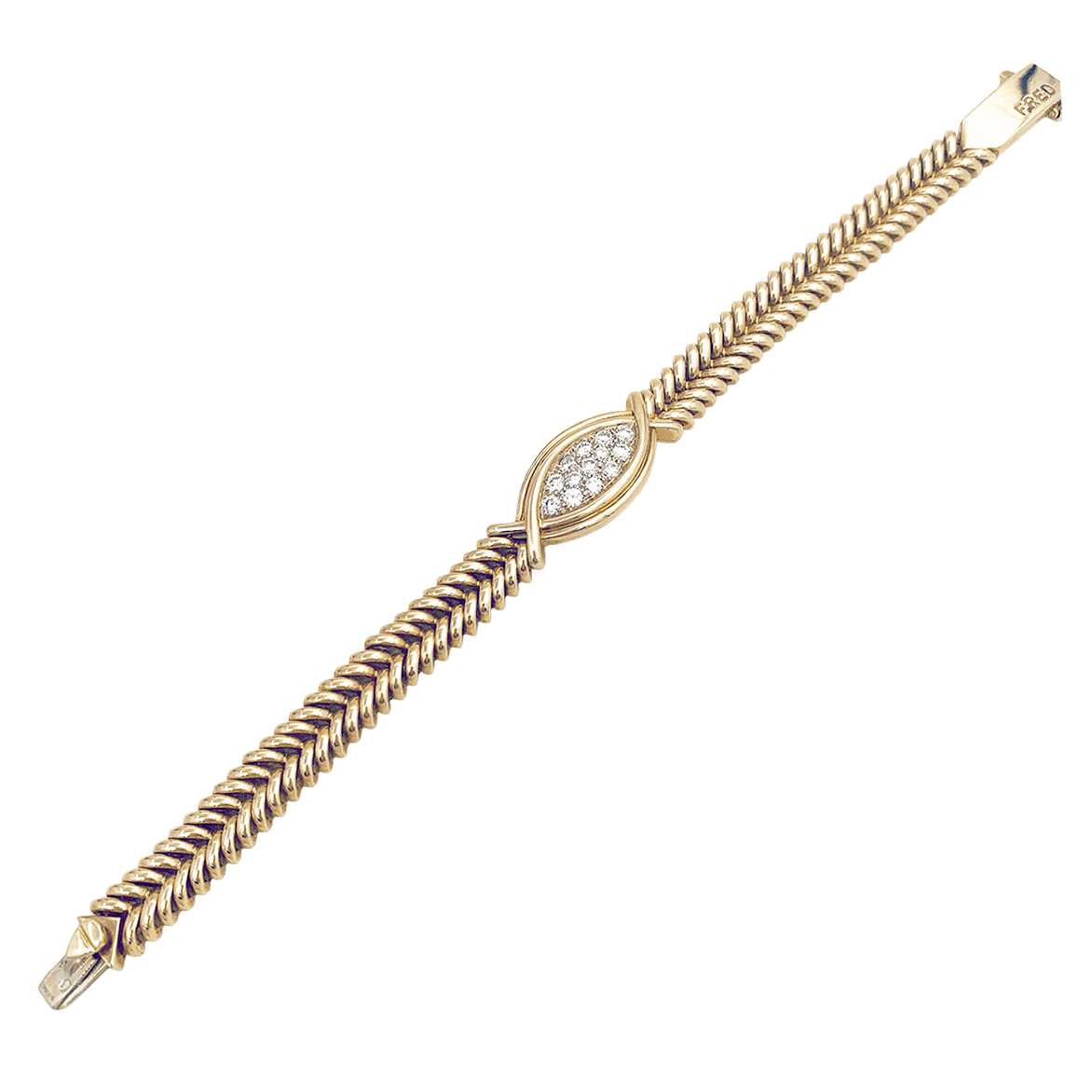 Bracelet vintage FRED en or jaune et diamants - Castafiore