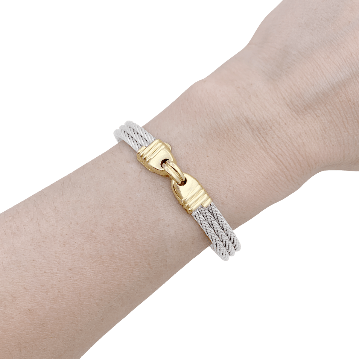 Bracelet vintage Fred, "Force 10", or et acier. - Castafiore