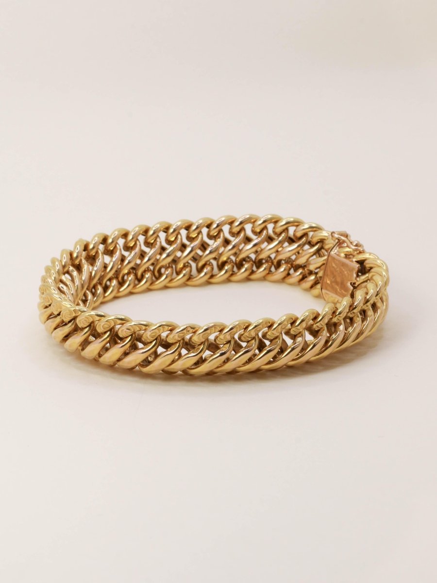 Bracelet vintage maille américaine or jaune - Castafiore