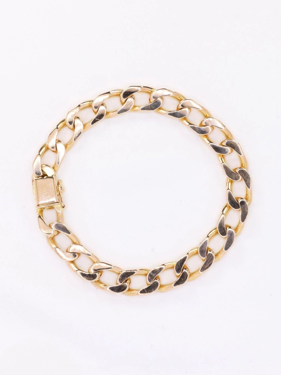 Bracelet vintage maille gourmette plate or jaune - Castafiore