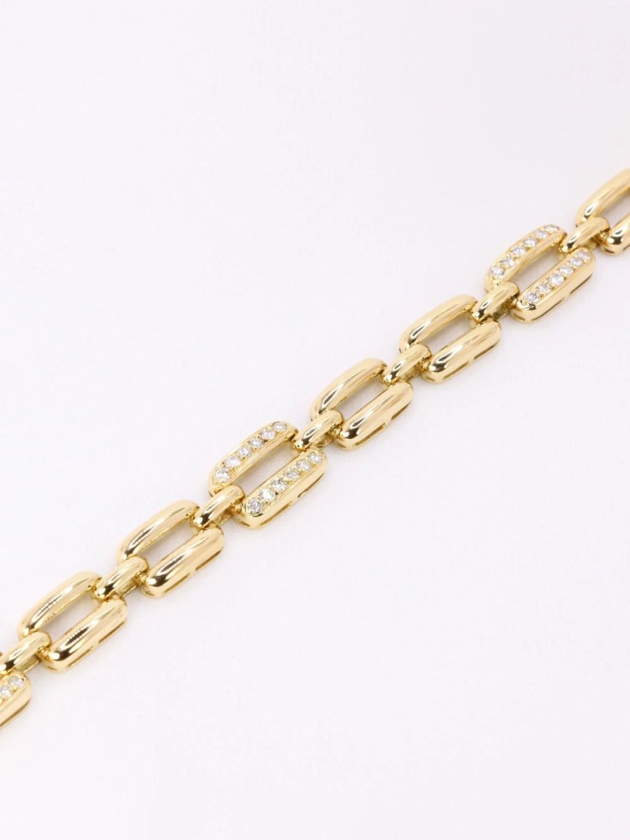 Bracelet vintage maille rectangle or jaune diamants - Castafiore