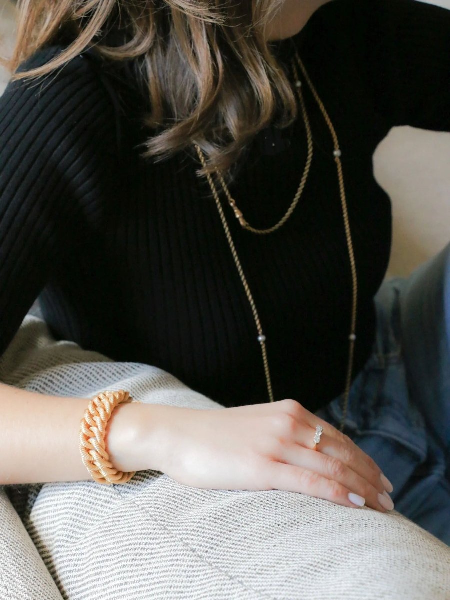 Bracelet vintage maille tressee or jaune - Castafiore