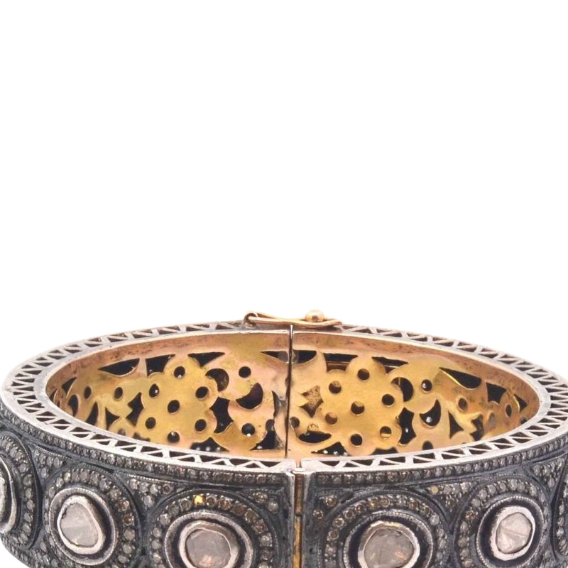 Bracelet vintage roses de diamants et taille 8x8 en or et argent - Castafiore