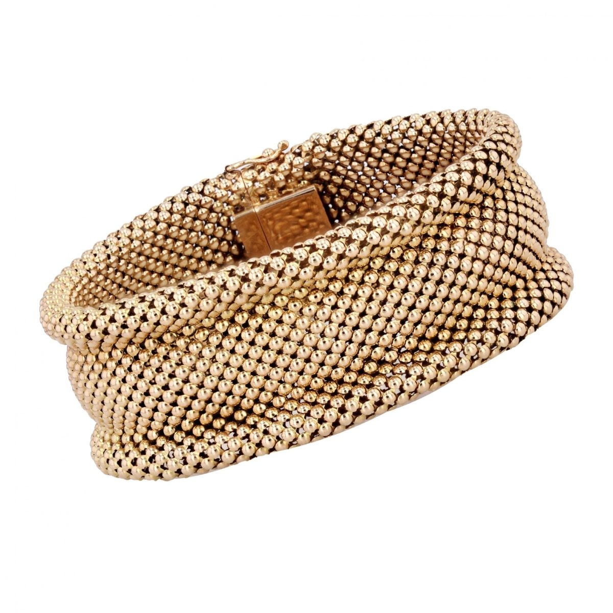 Bracelet vintage souple en or jaune tissé - Castafiore