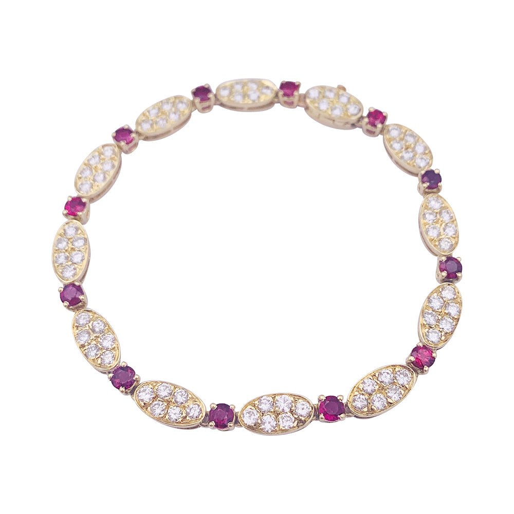 Bracelet vintage VAN CLEEF & ARPELS en diamants, rubis et or jaune. - Castafiore