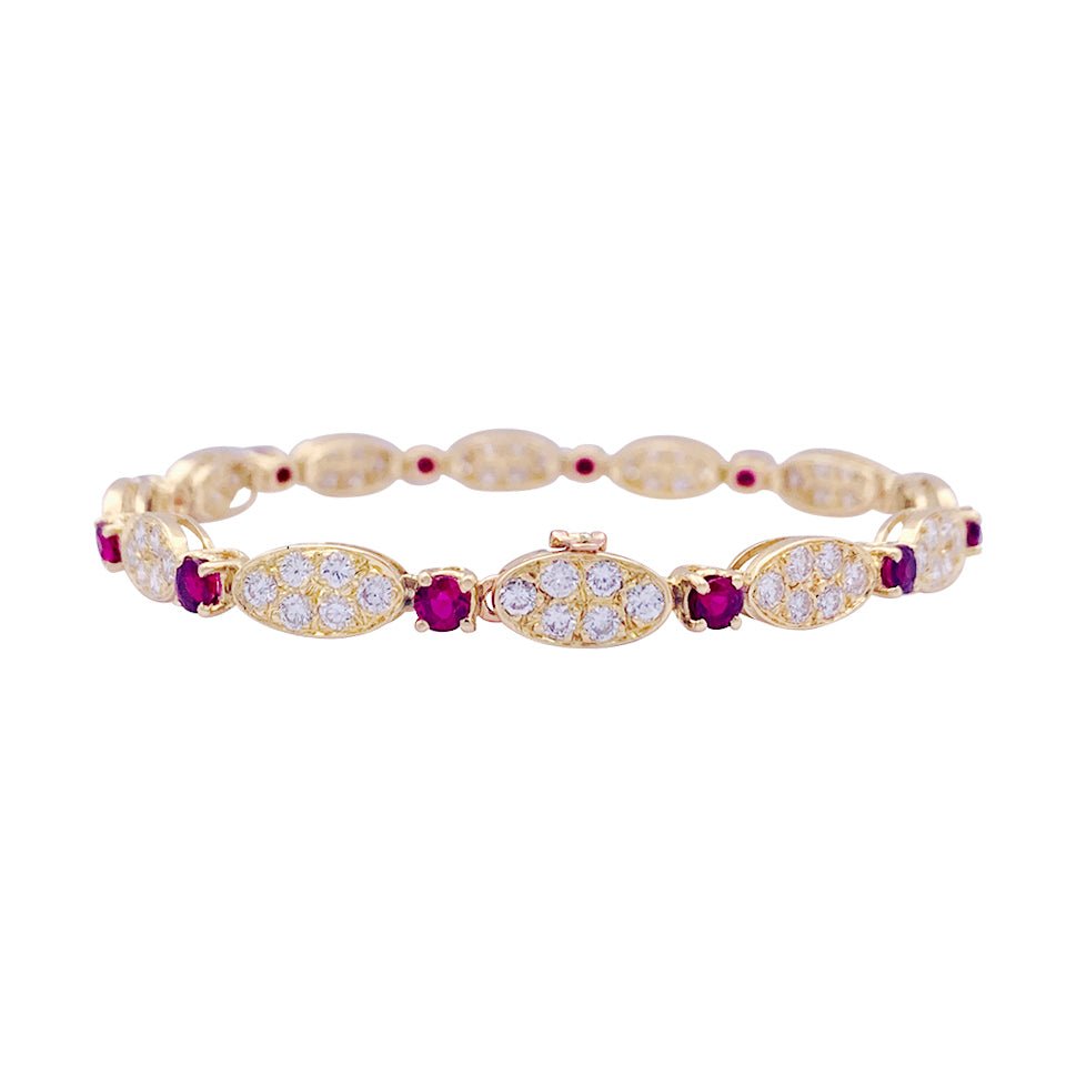 Bracelet vintage VAN CLEEF & ARPELS en diamants, rubis et or jaune. - Castafiore