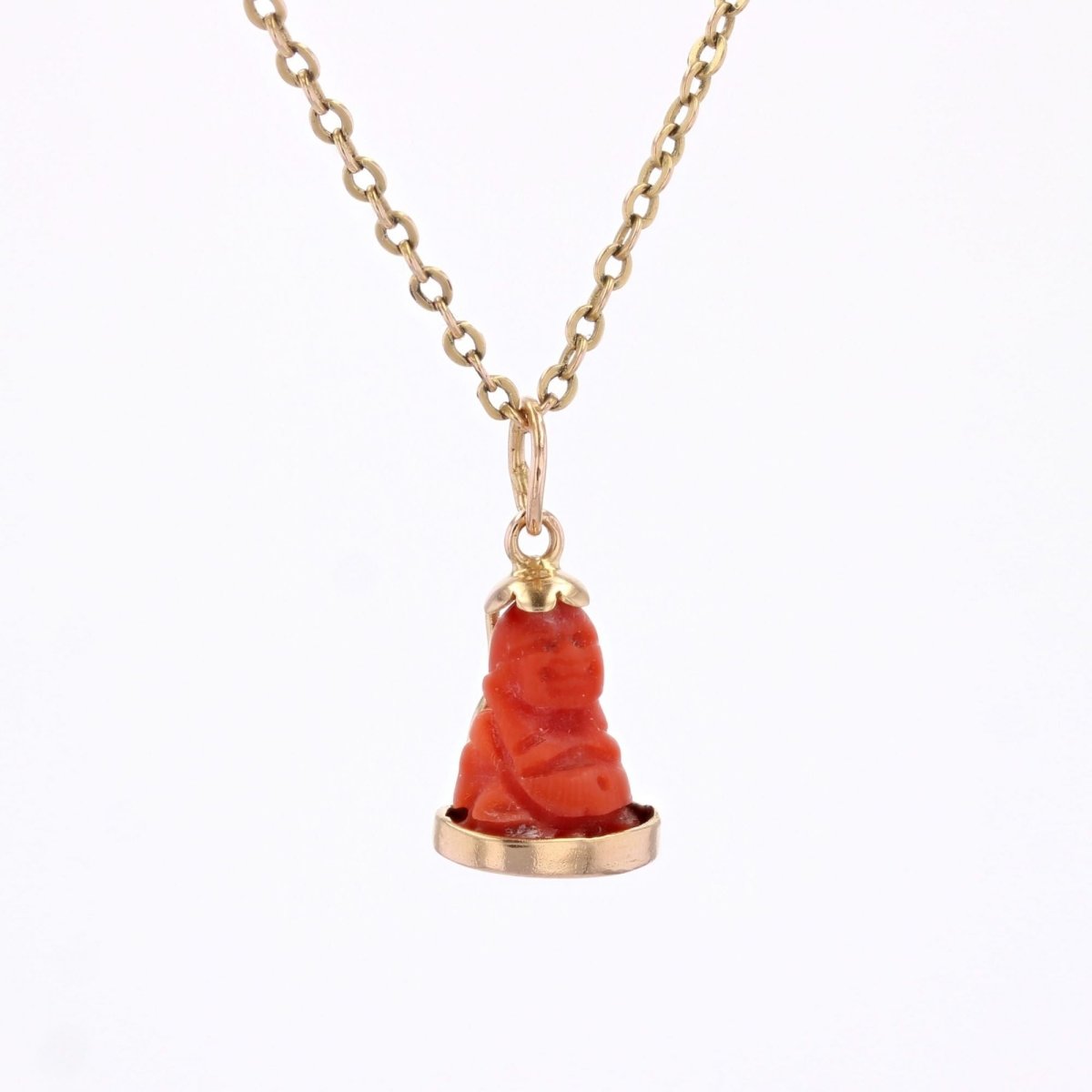 Breloque Bouddha corail et or - Castafiore