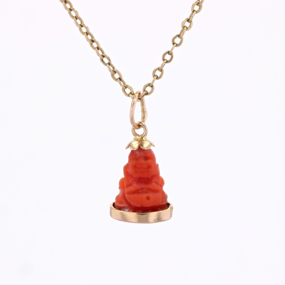 Breloque Bouddha corail et or - Castafiore