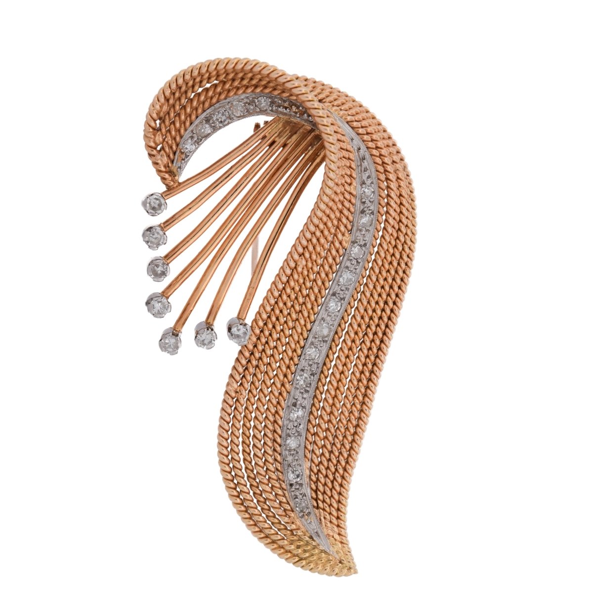 Broce Clip en or jaune et diamants - Castafiore
