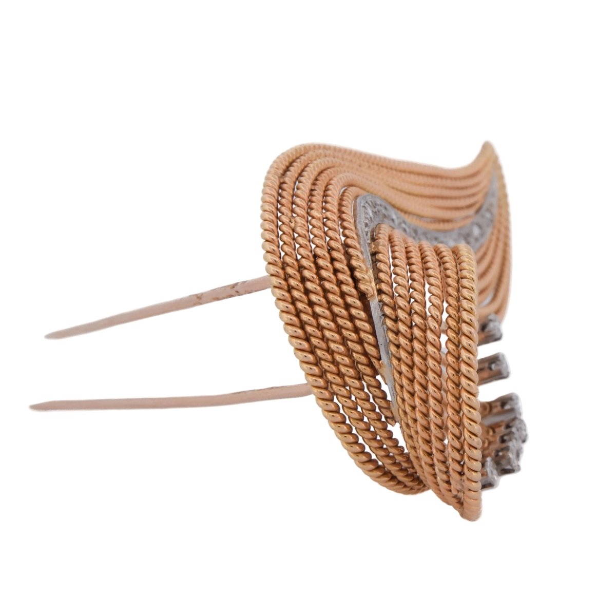 Broce Clip en or jaune et diamants - Castafiore