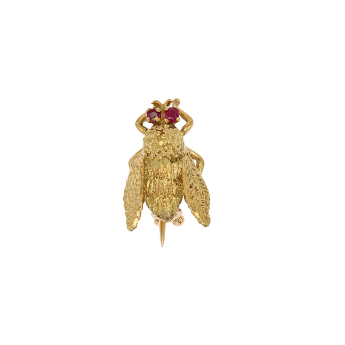 Broche abeille en or jaune et rubis - Castafiore