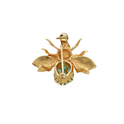 Broche "Abeille" Or jaune 18k avec Emeraudes et Perle de culture 1990. - Castafiore