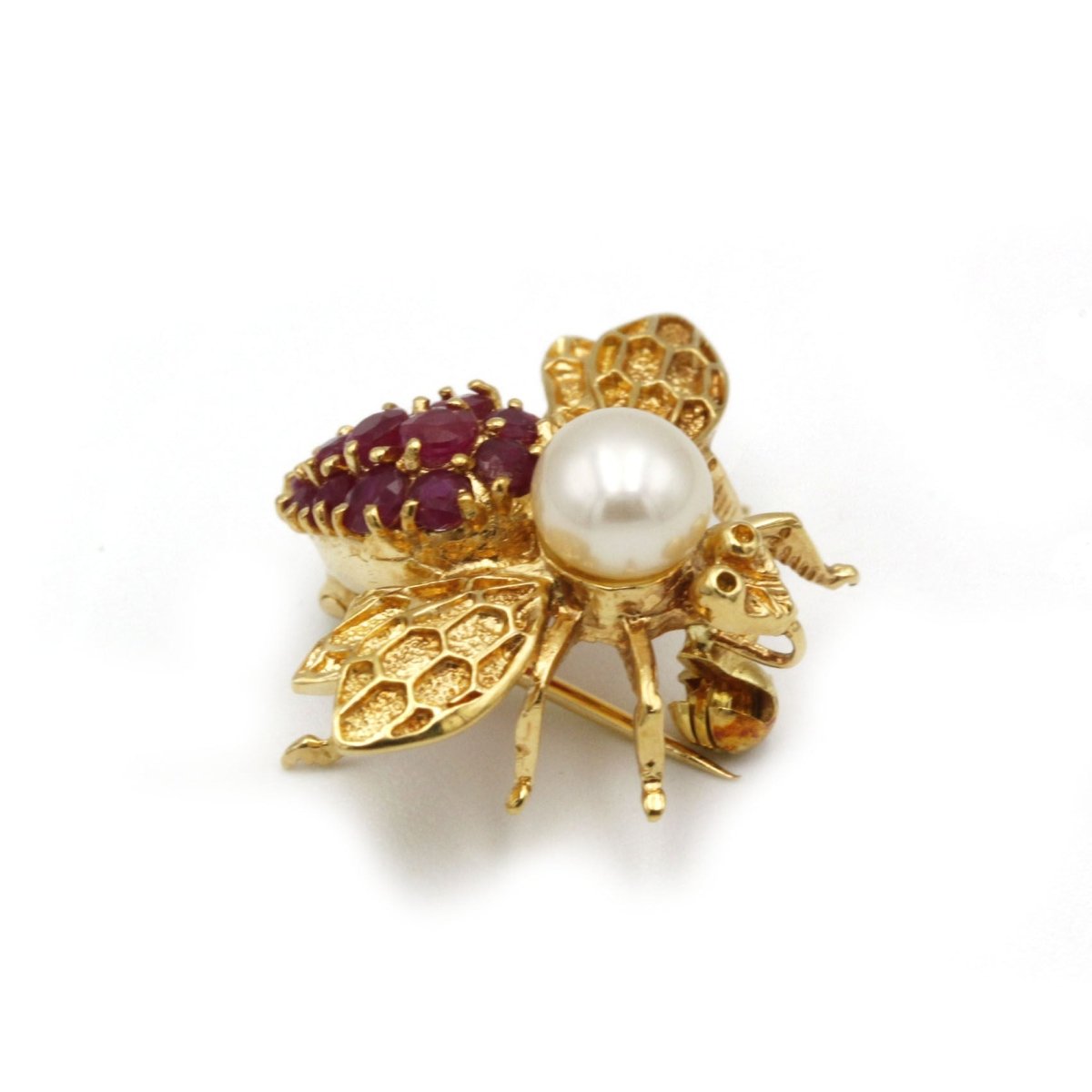 Broche Abeille - Or, rubis & perle - Castafiore