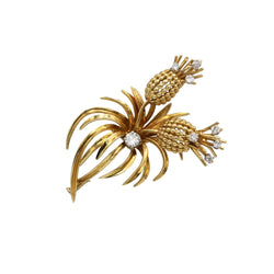 Broche ANANAS en or jaune et platine avec diamants - Castafiore