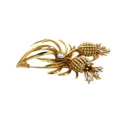Broche ANANAS en or jaune et platine avec diamants - Castafiore