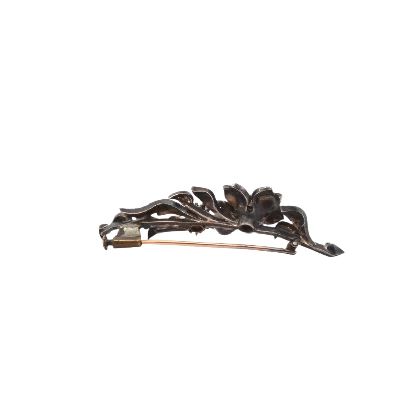 Broche ancienne 19e siècle perles fines et diamants - Castafiore