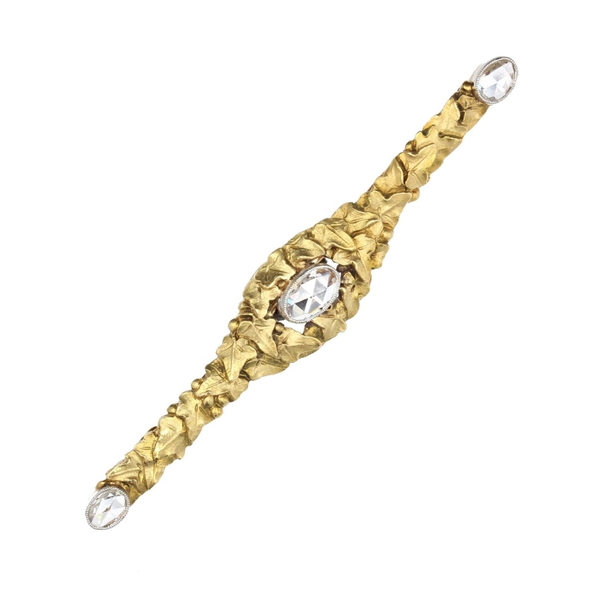 Broche ANCIENNE 3 diamants en or jaune - Castafiore