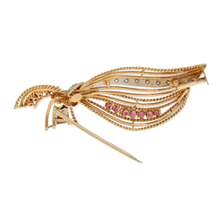 Broche ANCIENNE Ajourée en or jaune diamants et rubis - Castafiore