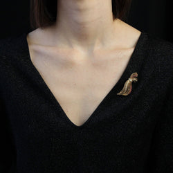 Broche ANCIENNE Ajourée en or jaune diamants et rubis - Castafiore