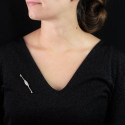 Broche ANCIENNE Barrette en or jaune diamants et perle - Castafiore