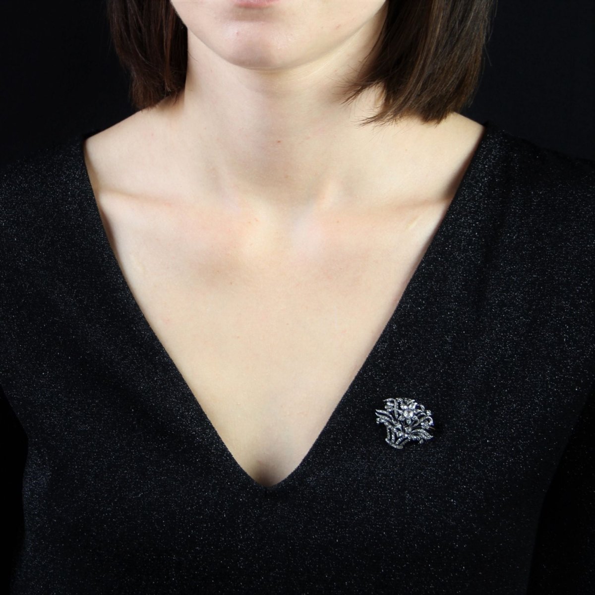 Broche ancienne bouquet de diamants - Castafiore