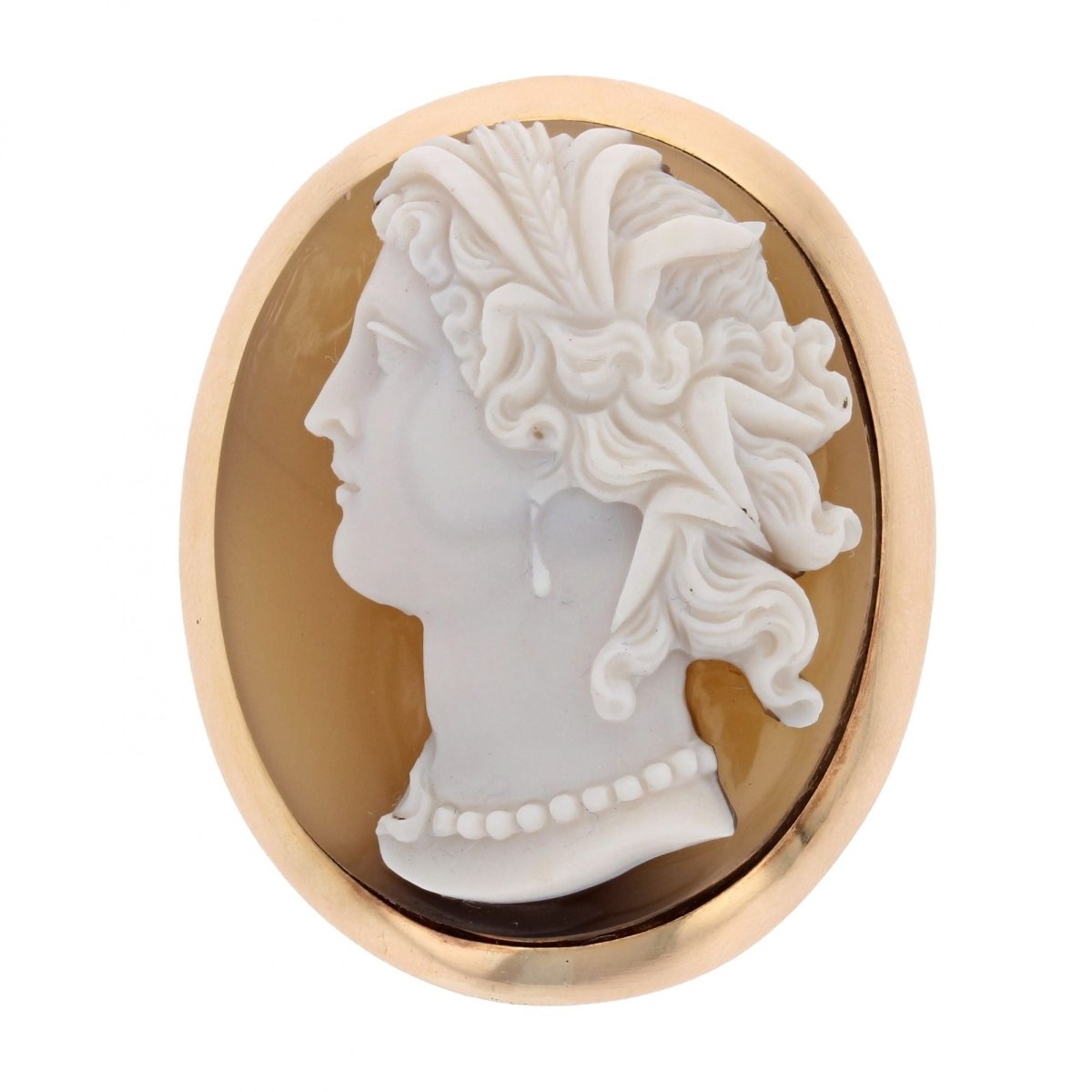 Broche ancienne camée sur agate - Castafiore