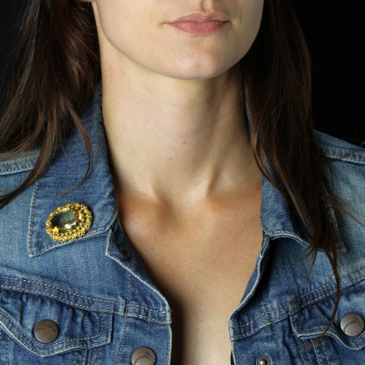 Broche ANCIENNE Citrine en or jaune - Castafiore