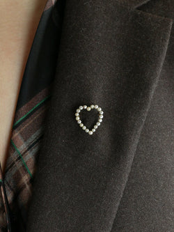 Broche ancienne coeur perles fines or jaune - Castafiore