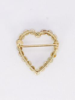 Broche ancienne coeur perles fines or jaune - Castafiore