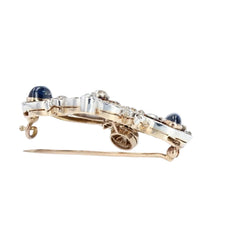 Broche ANCIENNE Dentelle en or rose et argent avec diamants et saphirs - Castafiore
