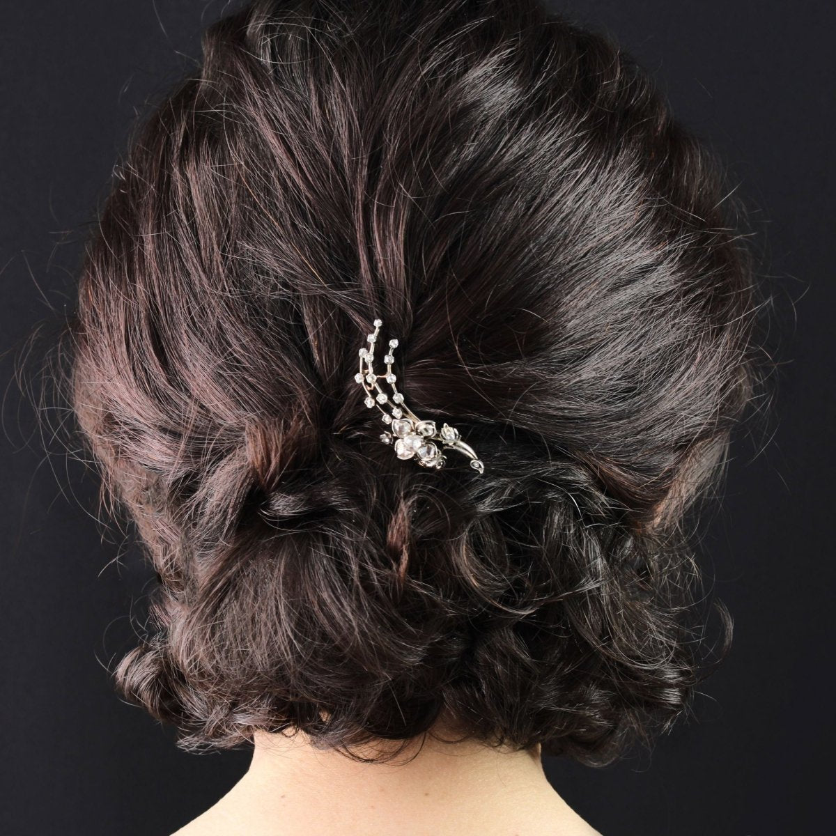 Broche ancienne diamants branche fleurie - Castafiore