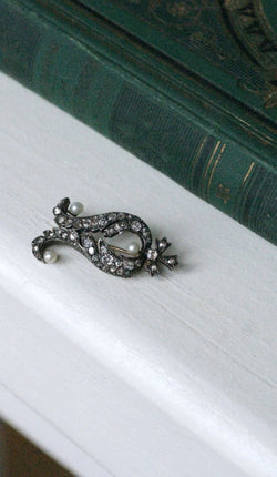 Broche ancienne diamants et perles - Castafiore