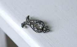 Broche ancienne diamants et perles - Castafiore