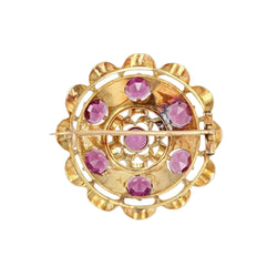 Broche ANCIENNE Dôme en or jaune et grenats - Castafiore