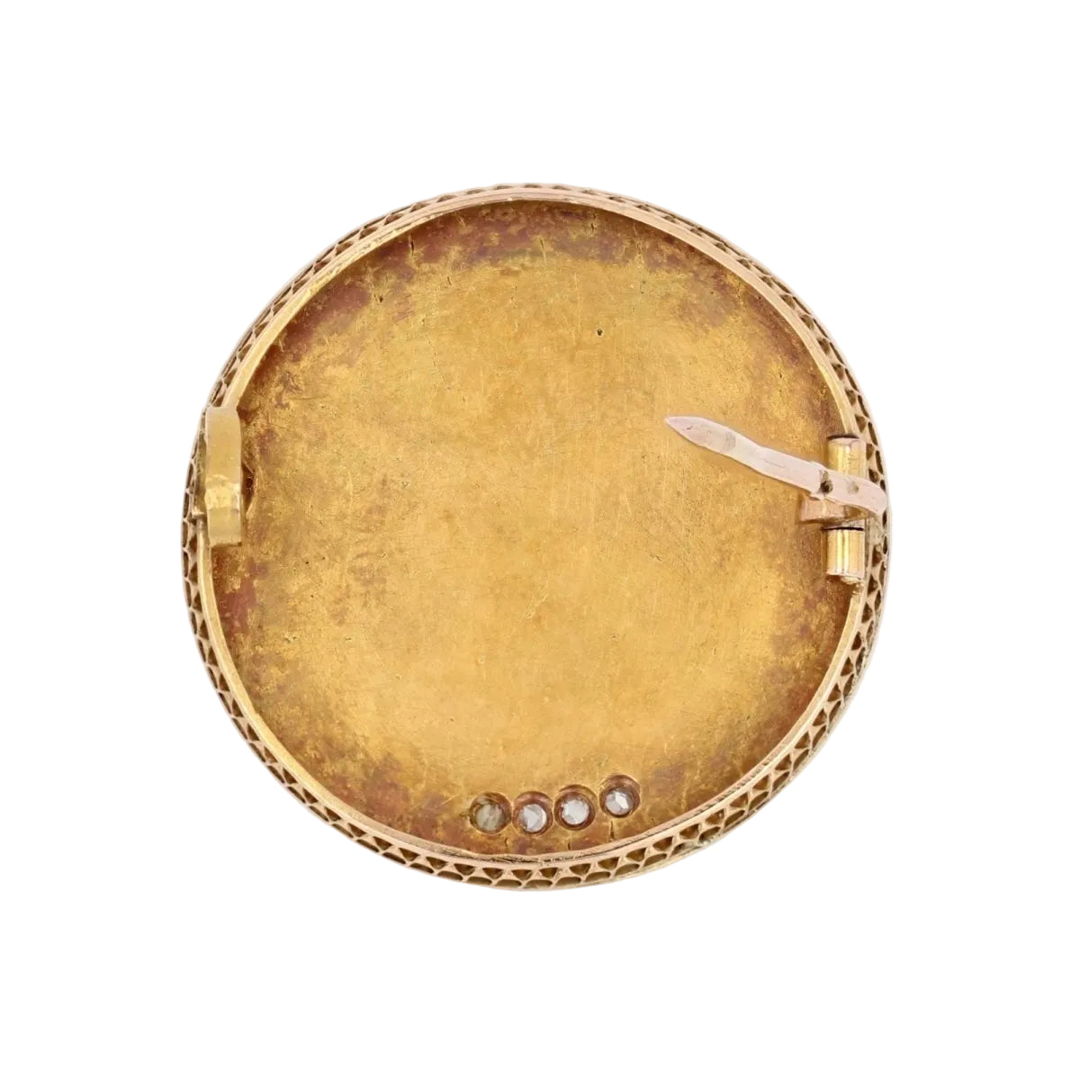 Broche ANCIENNE Émail en or jaune et diamants - Castafiore