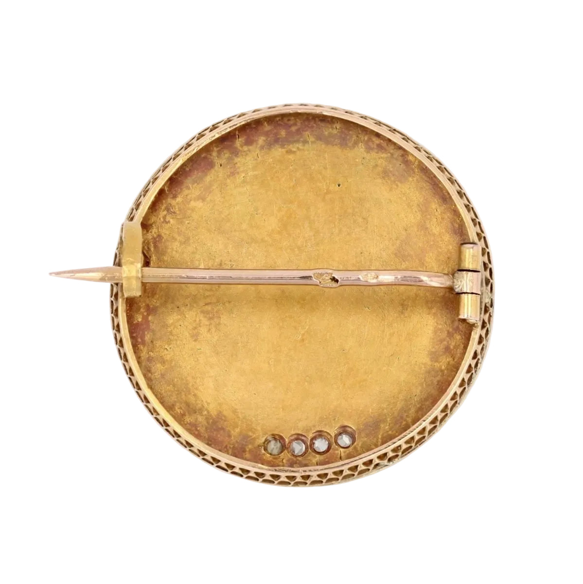 Broche ANCIENNE Émail en or jaune et diamants - Castafiore