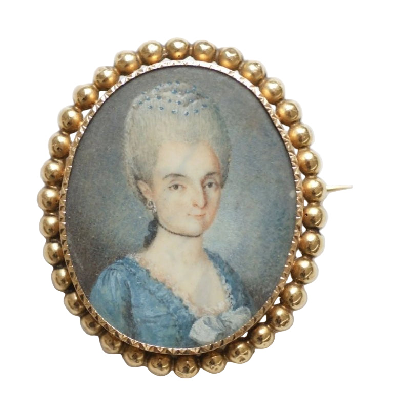 Broche ancienne en or et portrait miniature - Castafiore