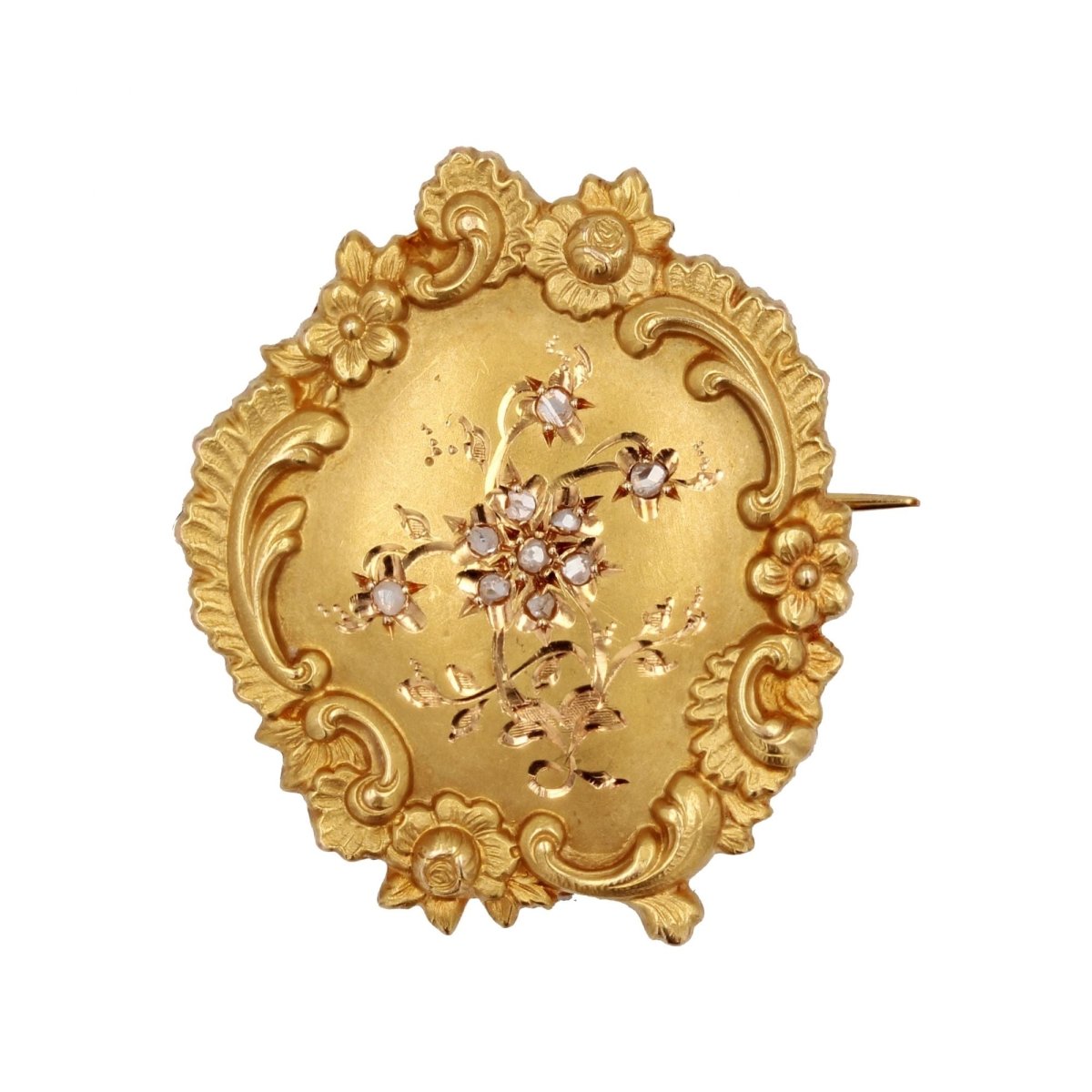 Broche ANCIENNE en or jaune et diamants - Castafiore