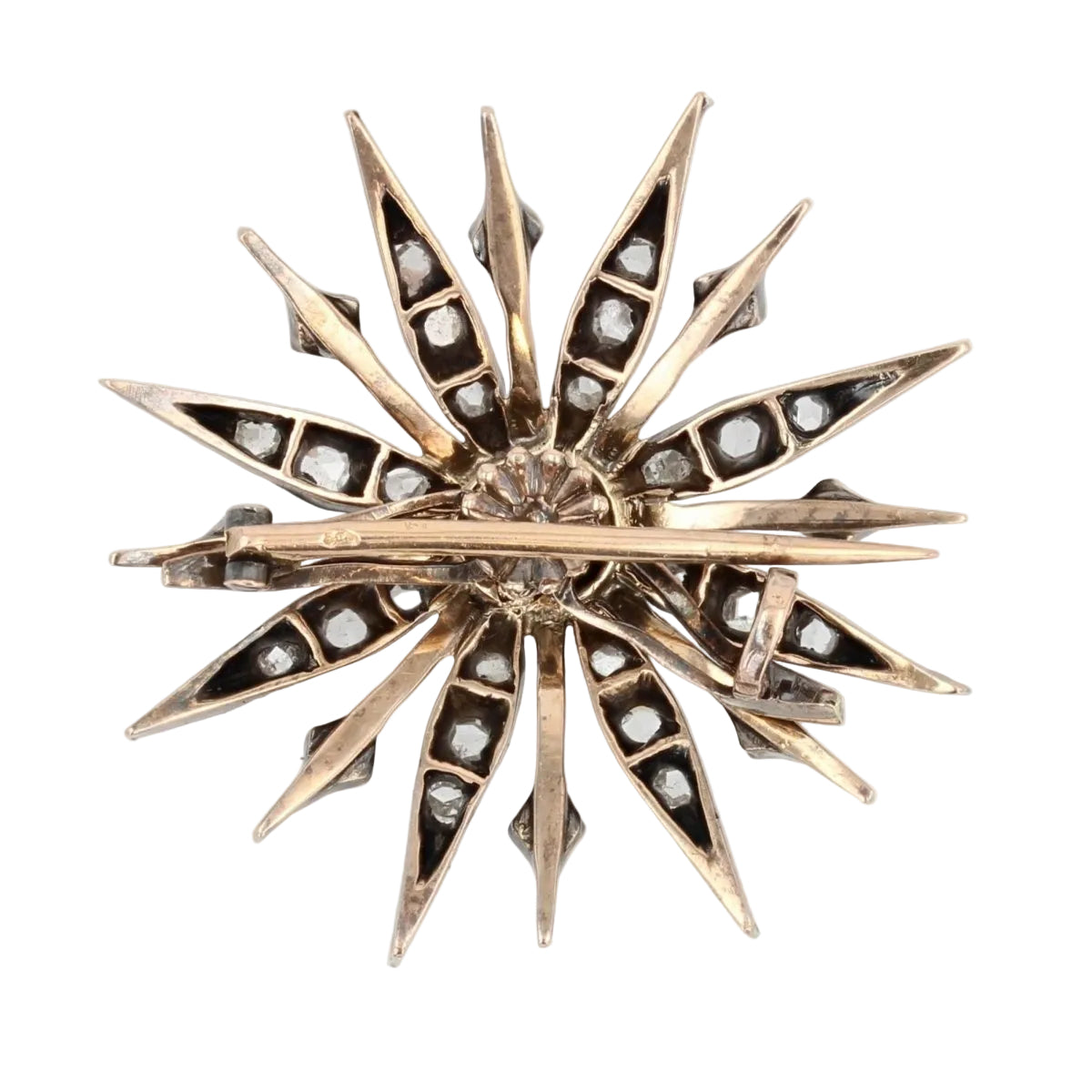 Broche ANCIENNE Flocon en or jaune et diamants - Castafiore