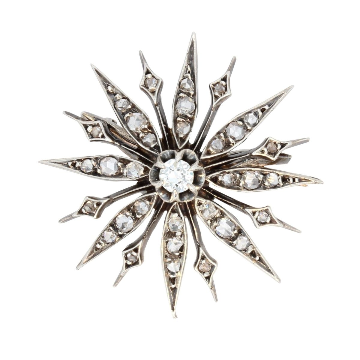 Broche ANCIENNE Flocon en or jaune et diamants - Castafiore