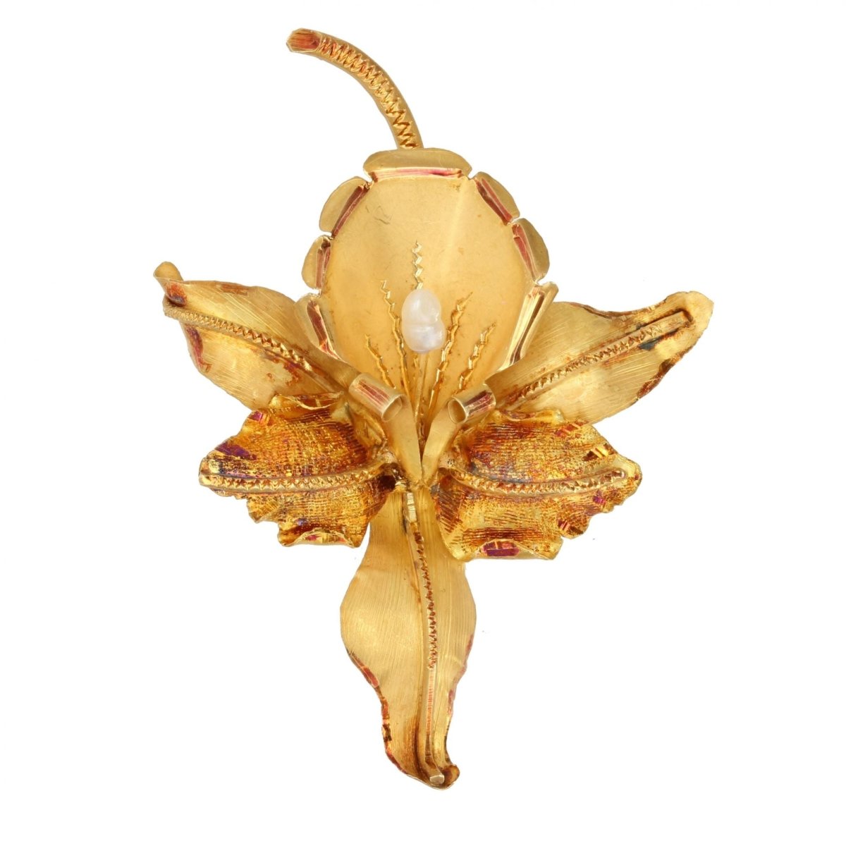 Broche ANCIENNE Lys en or jaune et perle - Castafiore