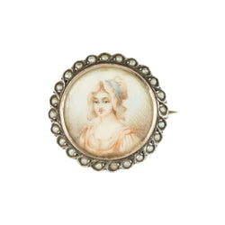 Broche ANCIENNE Miniature en argent et perles - Castafiore