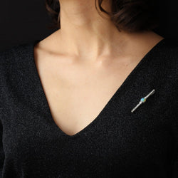 Broche ancienne opale et diamants art déco - Castafiore