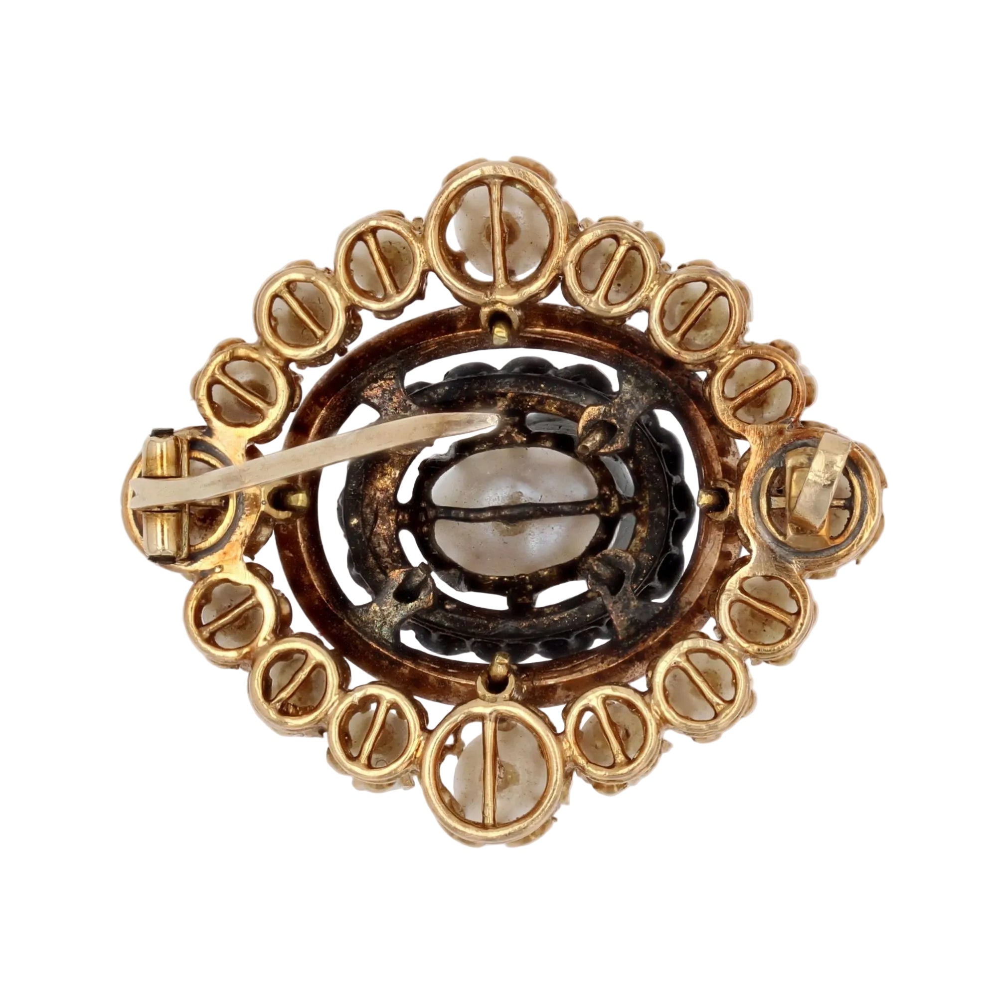 Broche ancienne perles fines et diamants